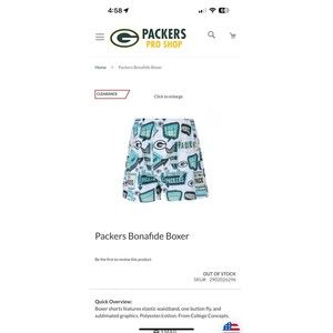 Green Bay Packers Sleep Shorts, Sleepwear, Boxers, NWT, Size XL
